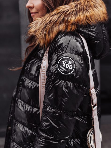 Eredeti fekete női téli kabát CLR018 - Legyferfi.hu