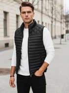 Modern fekete férfi mellény kapucni nélkül