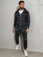 Eredeti fekete tréningruha dekoratív cipzárakkal