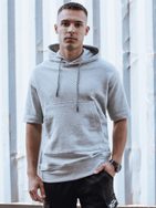 Stílusos szürke kapucnis rövid ujjú pulóver