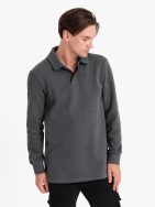 Érdekes grafit férfi pulóver gallérral V1 SSNZ-0149