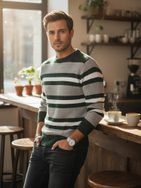 Divatos csíkos pulóver télire