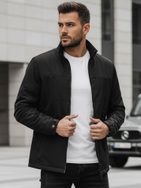 Férfi átmeneti fekete kabát kapucni nélkül