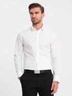 Érdekes fehér ing divatos mintával V3 SHCS-0156