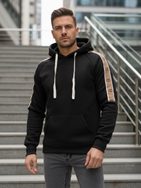 Stílusos férfi kapucnis pulóver fekete színben