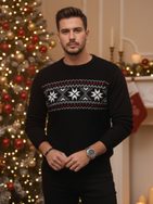 Divatos fekete pulóver egyedi mintával