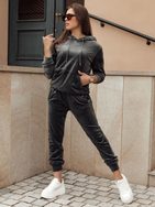 Velúr női sötétszürke tréningruha Relax Fit