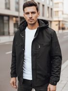 Férfi átmeneti fekete kabát kapucnival