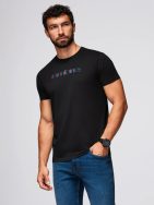 Fekete póló kontrasztos kéttónusú V1 TSPT-0248