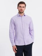 Divatos férfi levendula hosszú ujjú ing V2 SHOS-0183