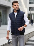 Sötét kék mellény kapucni nélkül