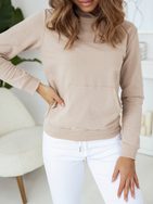 Különleges latte színű női kapucnis pulóver Basic Ever