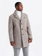 Stílusos hamu színű egysoros kabát V1 COWC-0108