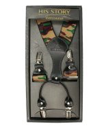 Zöld-barna álcázott nadrágtartók