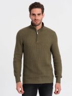 Elegáns férfi pulóver oliva színben  V6 SWZS-0105