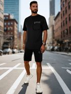 Egyedi férfi szett zsebekkel fekete színben