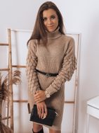 Divatos bézs hosszított női pulóver Sallie