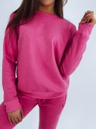 Egyszerű mély rózsaszín női pulóver Fashion