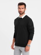Elegáns fekete galléros pulóver  V6 SSNZ-0132
