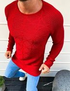 Piros pulóver látványos strukúr mintával