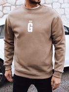 Férfi kapucni nélküli pulóver barna színben, mintával