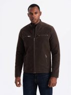 Stílusos barna bőr biker dzseki V1 JAFL-0197