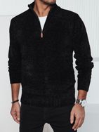 Stílusos fekete férfi pulóver cipzárral