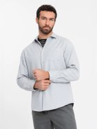 Lezsér halvány szürke ing zsebbel  V2 SHCS-0148