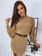 Univerzális hosszított kamel színű női pulóver Rolly