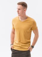 Sima mustár színű melírozott hatású póló S1369