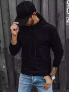 Fekete trendi kapucnis pulóver