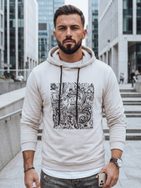 Kapucnis pulóver ecru színben