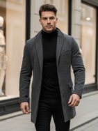 Stílusos szürke egysoros kabát