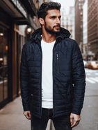 Átmeneti időtlen sötétkék kabát kapucnival