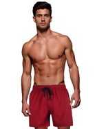 Férfi bordó fürdőruha cipzáras zsebekkel