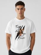 Fehér, oversize póló tigrisnyomattal