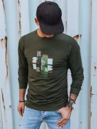 Khaki zöld pulóver eredeti lenyomatta