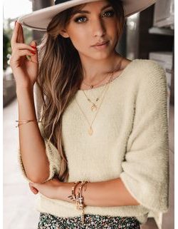 Érdekes bézs női pulóver ELR012