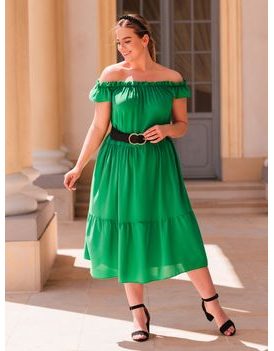 Zöld női Plus Size ruha különleges kivitelben DLR070