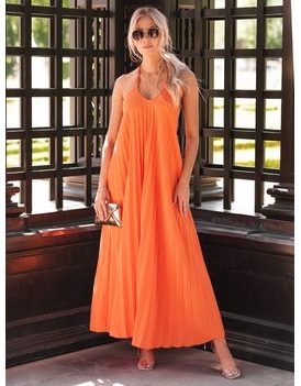 Stílusos narancssárga női nyári ruha DLR064