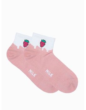 Rózsaszín csíkos női zoknik ULR106