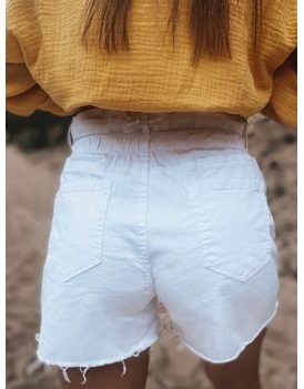 Szenzációs fehér női pamut farmer rövidnadrág Chloe