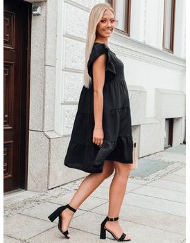 Fekete fodros női ruha DLR026