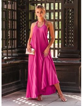 Stílusos rózsaszín női nyári ruha DLR064