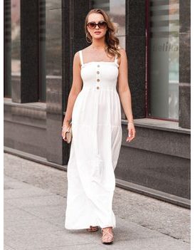 Divatos fehér női maxi ruha DLR052