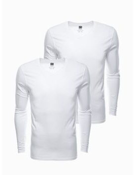 Hosszú ujjú fehér póló V-nyakkivágással 2 db-os csomagolás Z41-V3