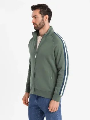 Érdekes olíva bomber pulóver V2 SSZP-0219