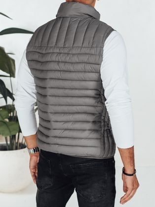 Divatos szürke férfi mellény kapucni nélkül