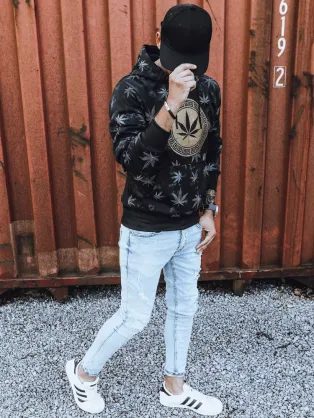 Egyedi fekete modern kapucnis felső