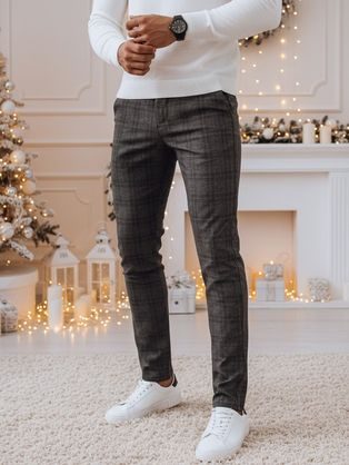 Stílusos grafit szürke káró mintás nadrág